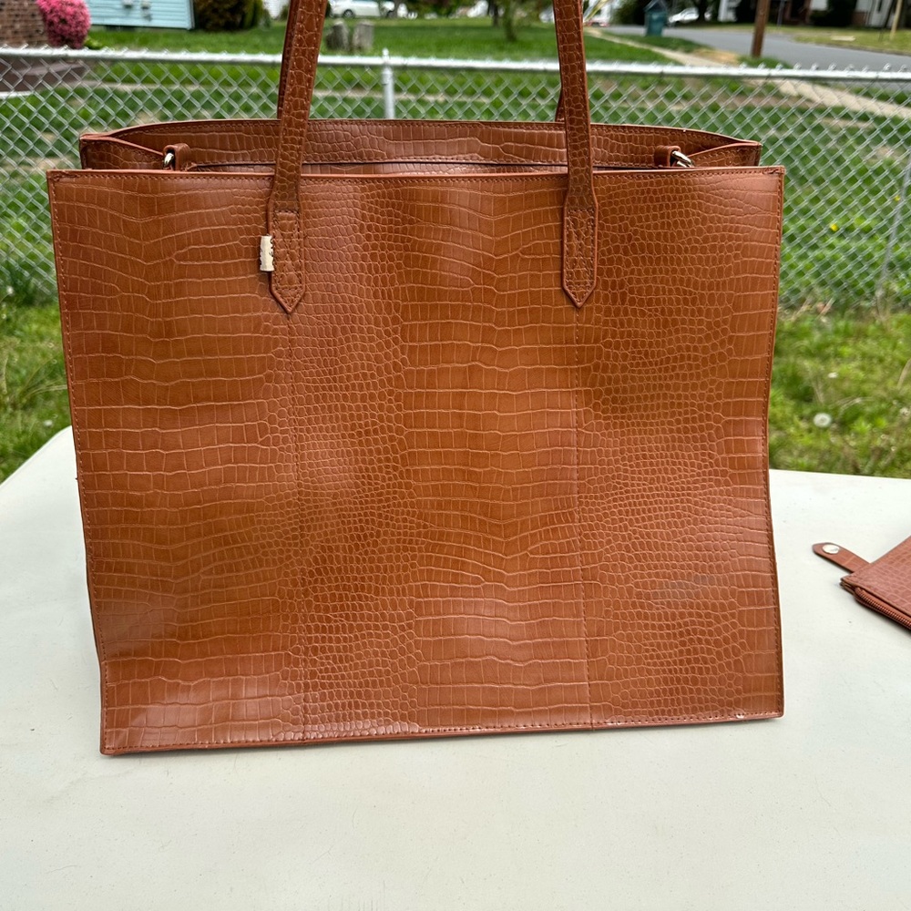 Cognac croc work tote. New without tags